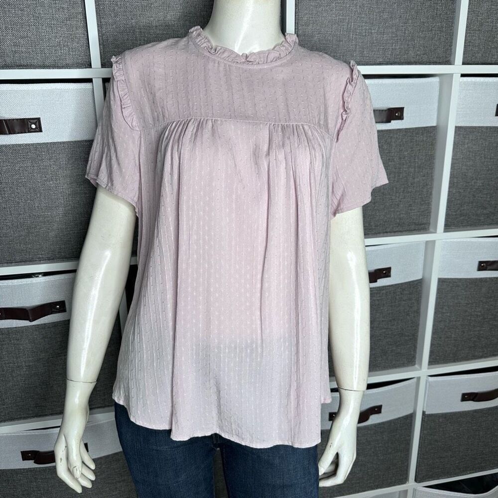 Bohme Ruffle Short Sleeve Top in Rose Size Small - Picture 11 of 16